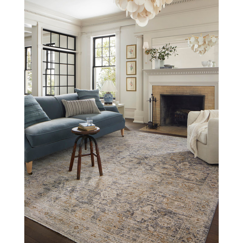 Jean Stoffer x Loloi Katherine Charcoal / Gold Area Rug, Rectangle 7'10" x 10'