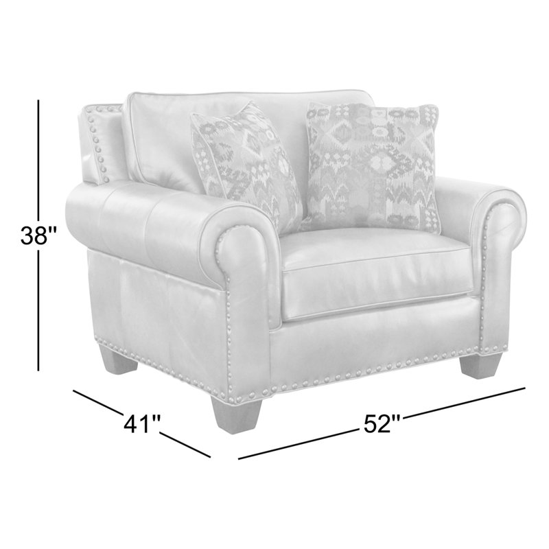 Fauteuil en cuir avec coussins de 52 po de large Gerania
