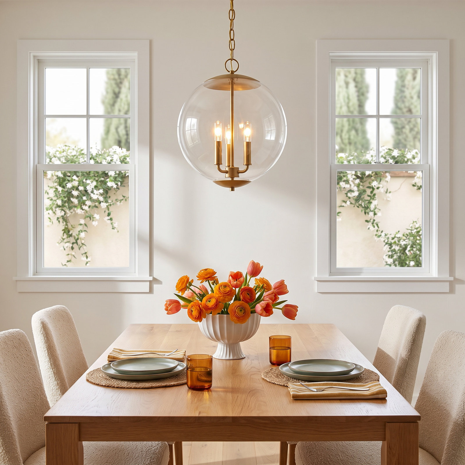 Patterson Chandelier, Natural Brass