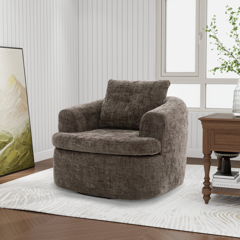 Fauteuil demi-tonneau pivotant à 360 ° (chenille), Brun