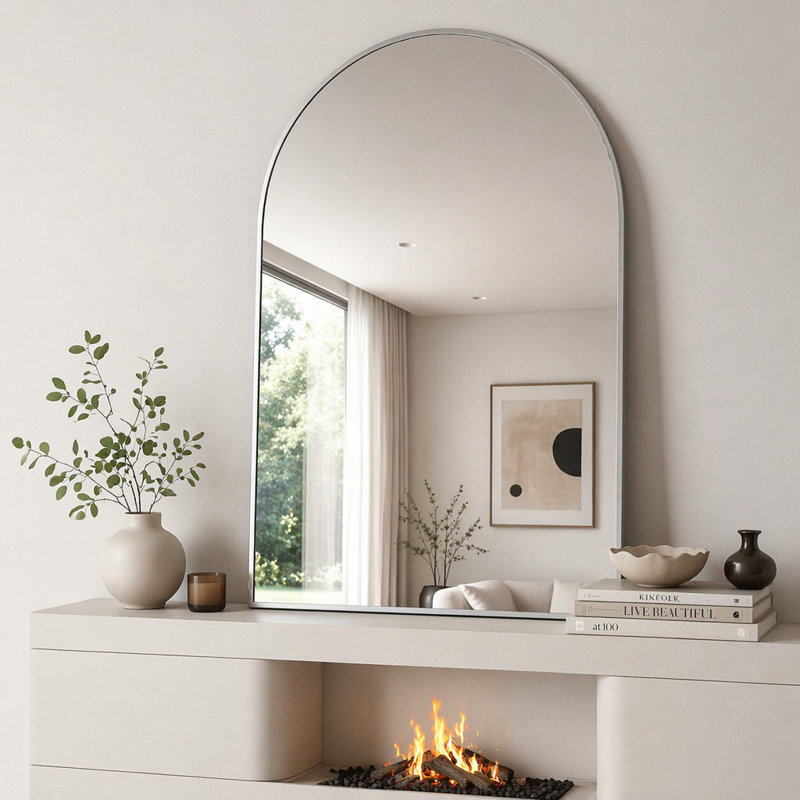 Miroir mural pour salle de bain, 24 x 32 po, Argent