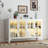 53.2" W Metal Sideboard Buffet Cabinet with Glass Door, Adjustable Shelves, COB LED Light-972631266