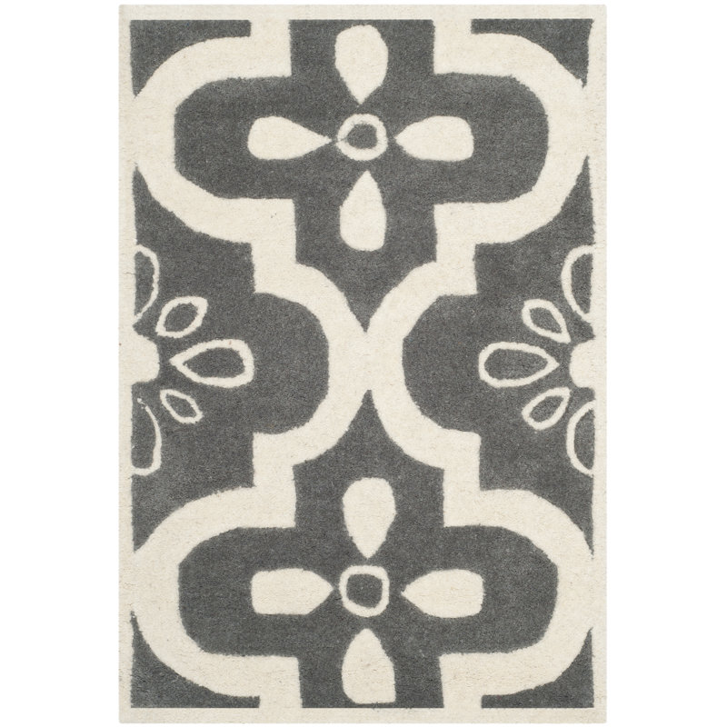 Carolene Hand Tufted Wool Floral Rug, Rectangle 3' x 5'