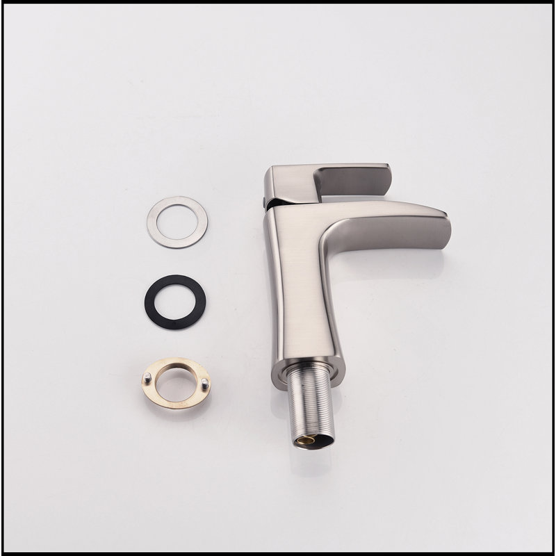 ADA Waterfall Bathroom Faucet - Single Handle Brass Faucet With Drain, 1-Hole Brushed Nickel, Brushed Nickel