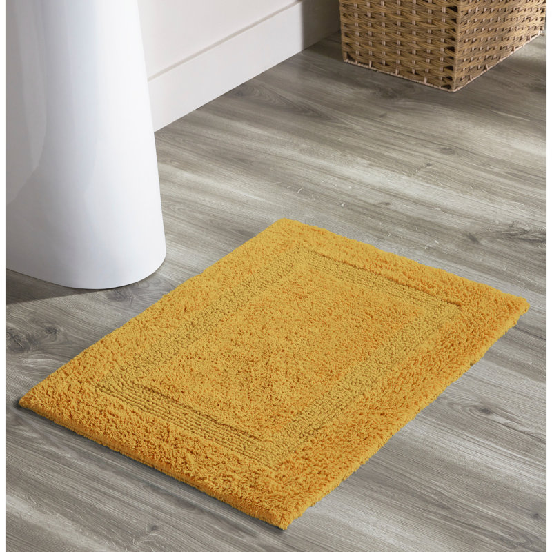 Rozanne Reversible Cotton Bath Rug, Yellow, 17" x 24" Rectangle