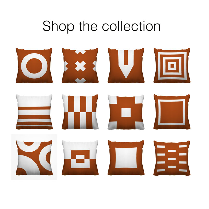 Coussin décoratif intérieur / extérieur Luella, L 15 po x H 15 po, Orange brûlé