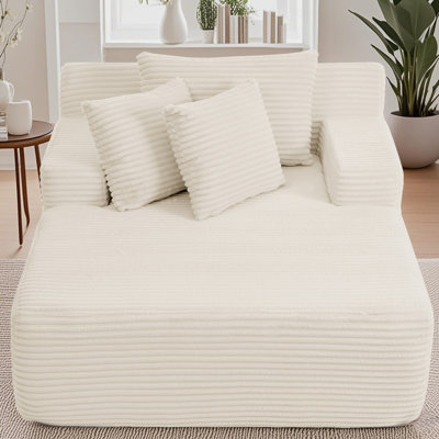 Lozena 50-Inch Corduroy Cloud Chaise Lounge Chair Indoor, No Assembly Required by Latitude Run