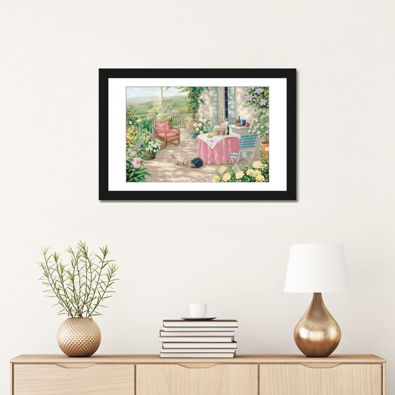 «Brunch», reproduction sur toile, Papier d'art encadré noir, H 24 po x l 32 po x P 1 po, Blanc
