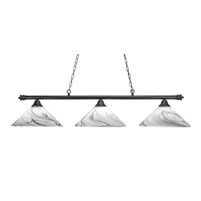 Barre d'éclairage 3 lumières Oxford au fini noir mat avec verre tourbillon onyx 16 po