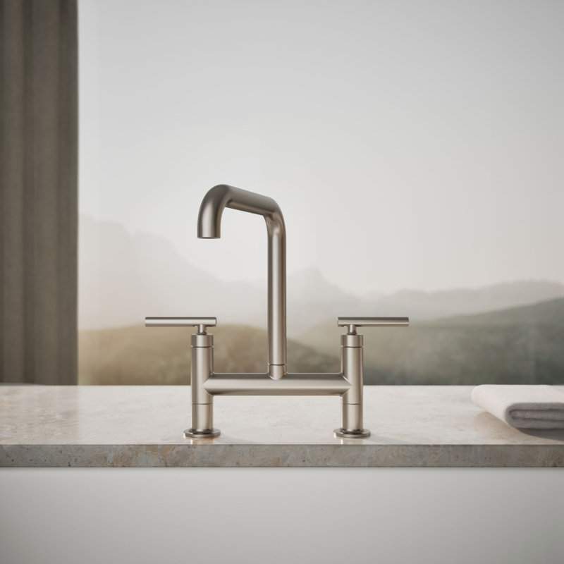 Purist® Two-Hole Deck-Mount Bridge Kitchen Sink Faucet, Vibrant Stainless