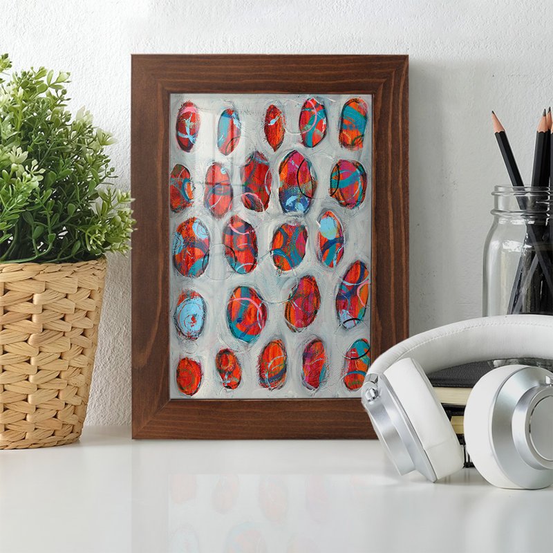 «Vruyr Abstract Circles II», reproduction d'un seul cadre, H 9 po x l 7 po x P 1 po, Châtaigne
