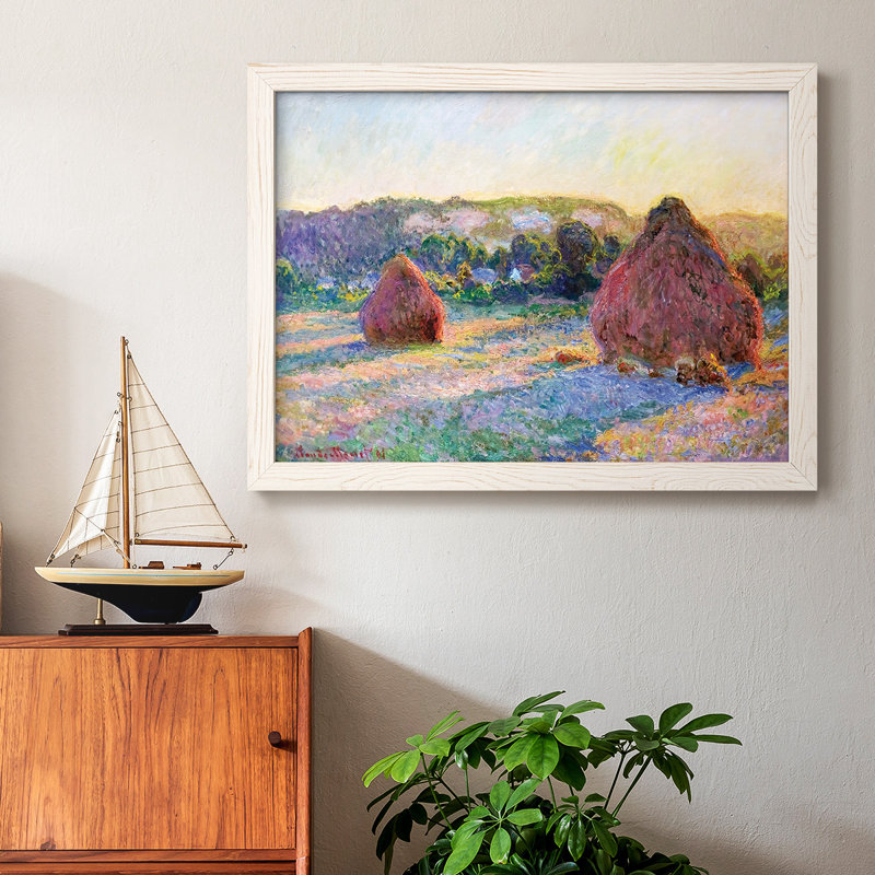 Haytstacks (End Of Summer), 1891, reproduction d'art sur toile par J Paul, Cadre photo blanc, H 18 po x l 26 po x P 1,5 po