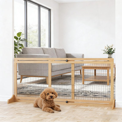 Wide Pet Gate,Wooden Pet Gate,Freestanding Pet Gate For Your Home