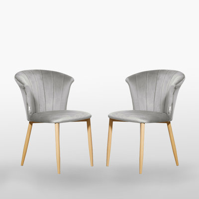 Siyana Modern Velvet Dining Chairs - Ergonomic Curved Back with Solid Wooden Legs 