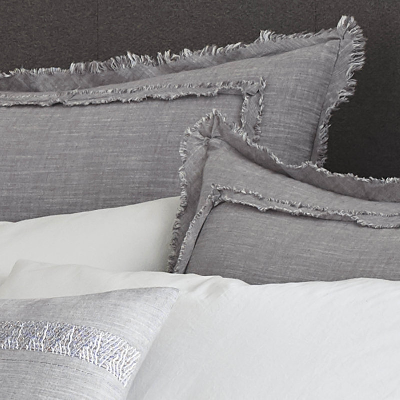 Ensemble d'édredon réversible 100% coton Bayview, Gris, Édredon très grand et 2 taies décoratives stand