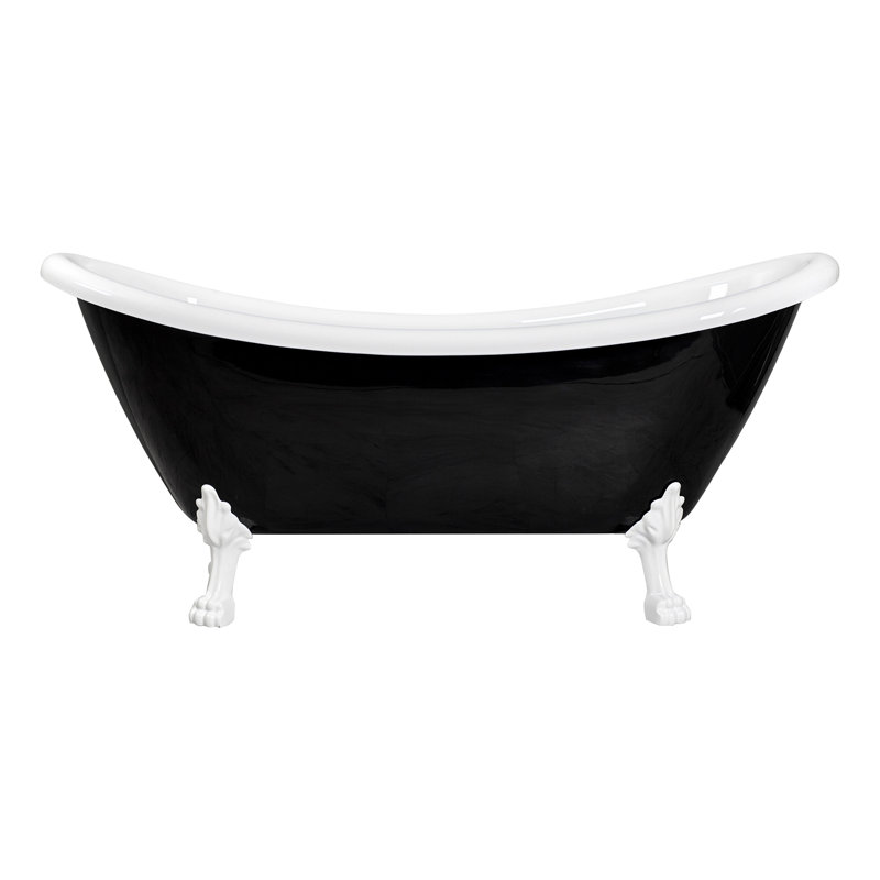 Baignoire de trempage autoportante en acrylique de 59 po x 30 po Daphne, Noir, Tigre blanc
