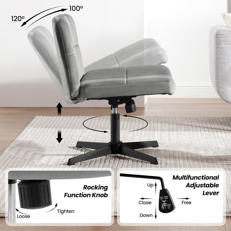 Fairmont Park Noren Velvet Task Chair, Grey