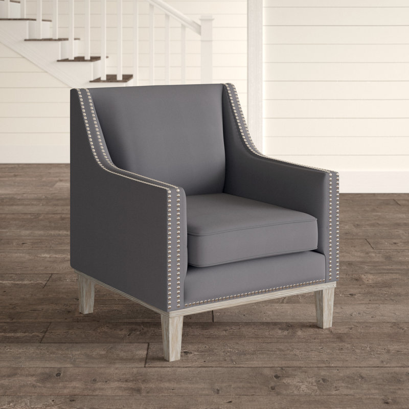 Fauteuil en polyester l 30 po Genoa, Lin gris charbon