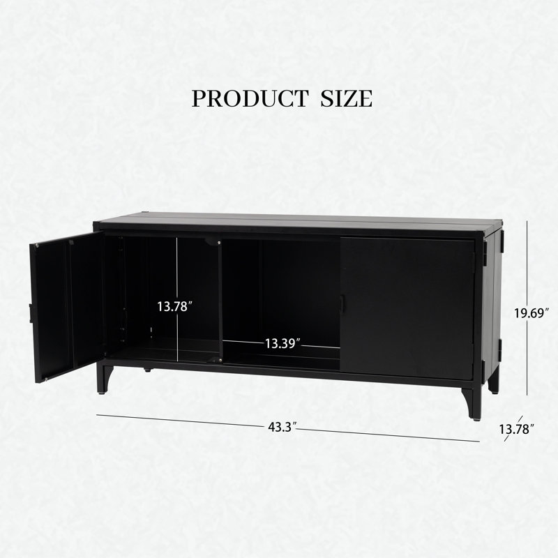 Meuble télé pliable en métal, Noir