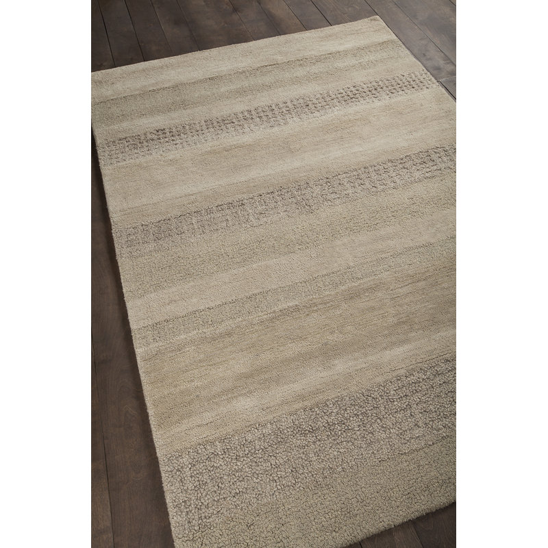 Tapis brun clair en laine touffeté à la main Elanora, Rectangle 5 pi x 7 pi 6 po