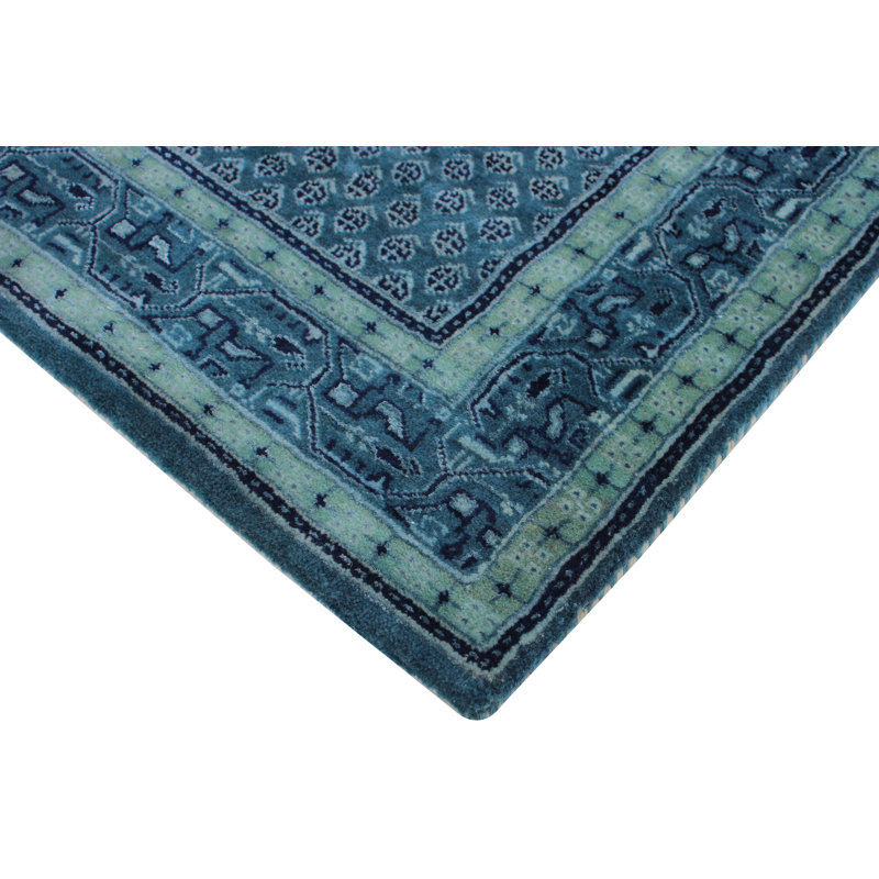 Hand-Knotted High-Quality Light Blue Area Rug, Rectangle 2'11" x 5'2"