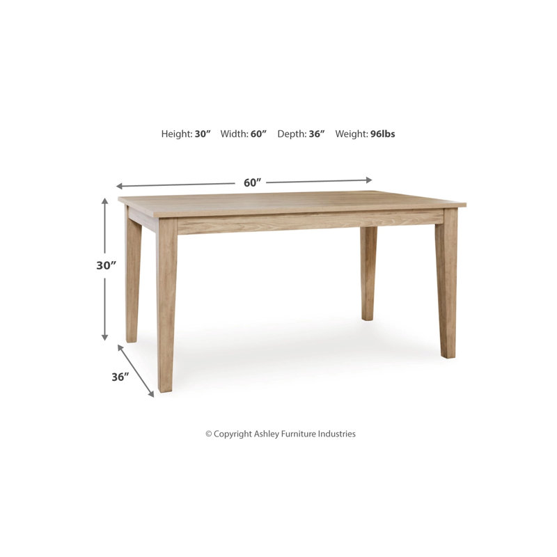 Gleanville Light Brown Rectangular Wood Dining Table for Six
