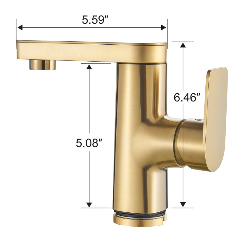 Single Hole Bathroom Faucet with Drain Assembly, Gold