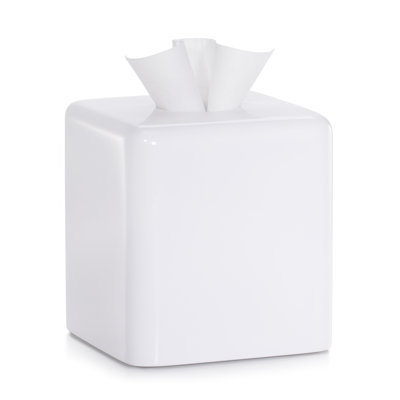 Domus White Gloss Tissue Box Cover