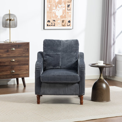 Fauteuil en velours côtelé de style moderne du milieu du siècle, confortable et ergonomique, avec pieds en hévéa massif, idéal pour le salon, la chambre à coucher et l'appartement.