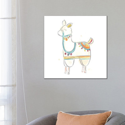 Blockprint Llama III 1 Piece Wrapped Canvas Wall Art