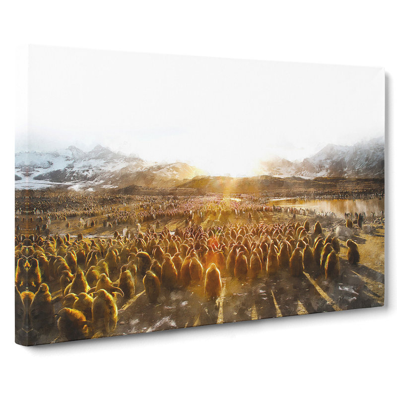 Young King Penguins - Wrapped Canvas, 40cm H x 60cm W x 3cm D