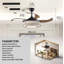 Ventilateur de lustre moderne à DEL moderne avec télécommande 48 "rétractable avec lumière noire et perles-130156607