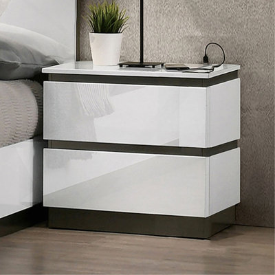 Table de chevet avec USB, blanc