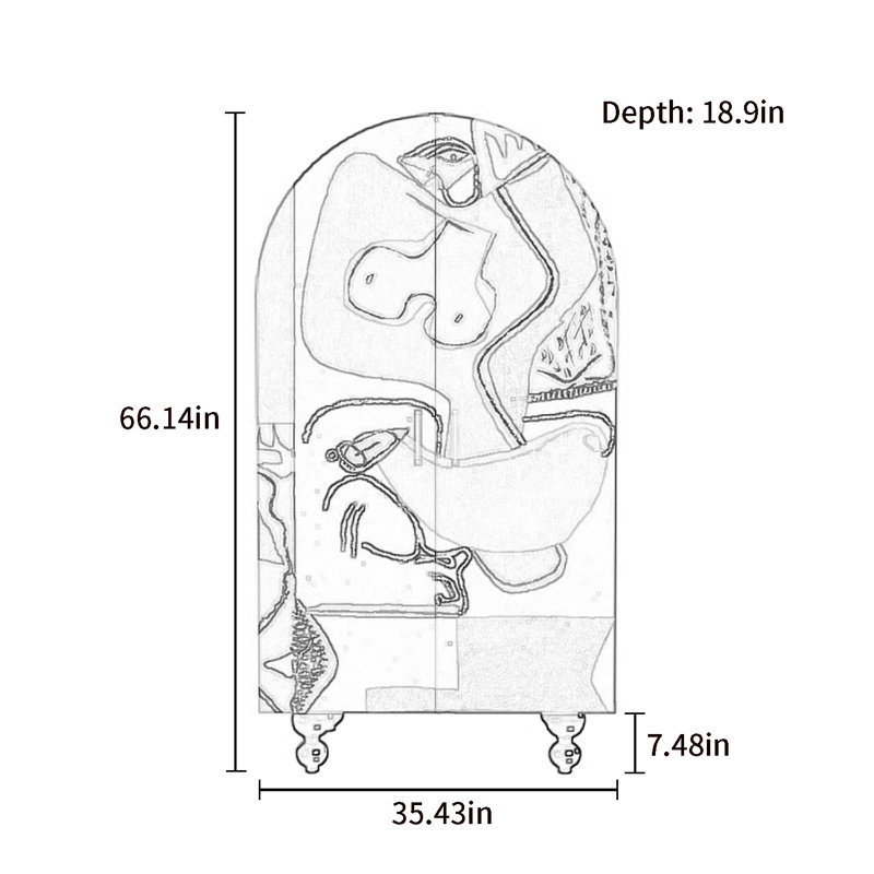 Armoire arquée avec tablettes et portes