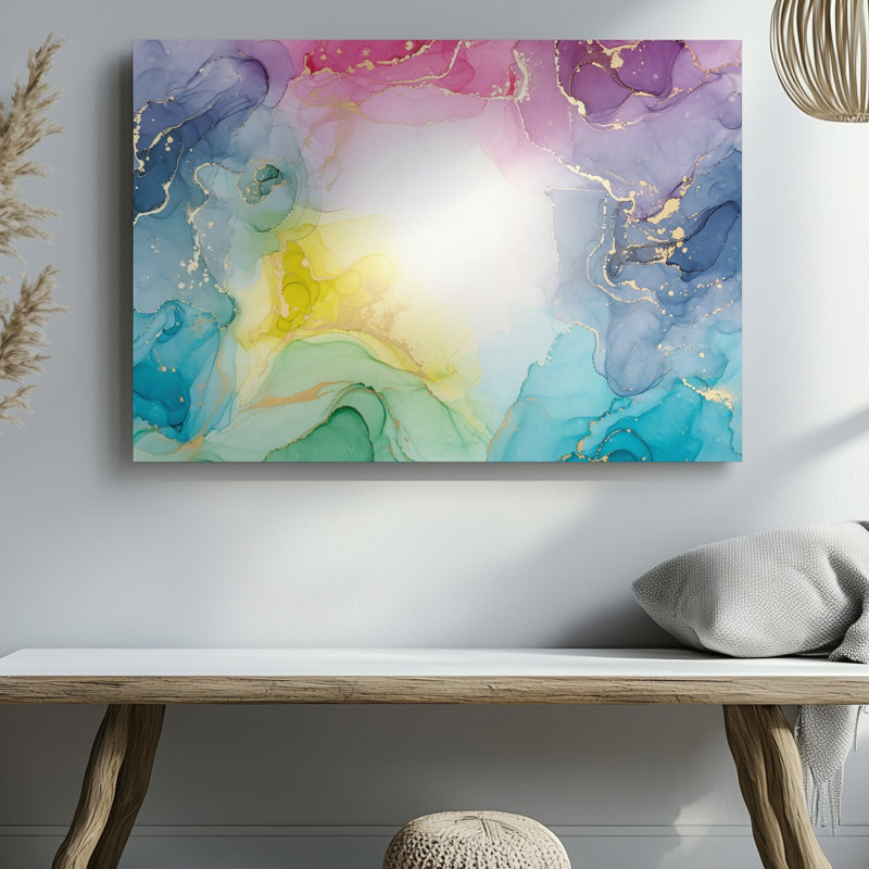 Toile d'une composition abstraite de rêve avec un dégradé doux de couleurs d'art pastel, y compris des roses, des bleus, des verts et des toiles