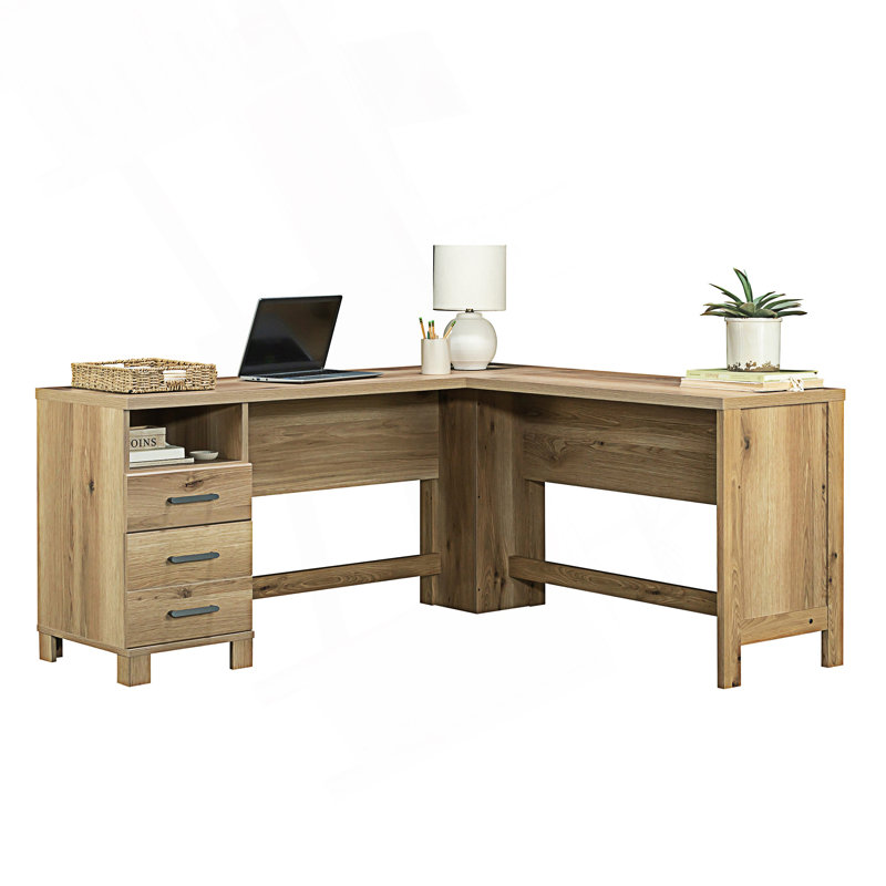 Bureau rustique en L avec bureau spacieux