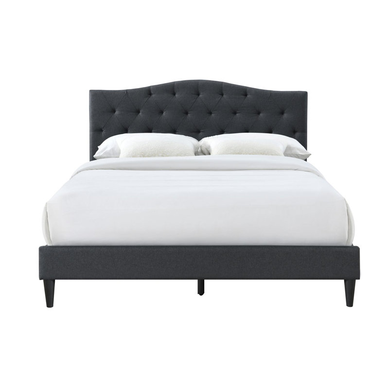 Lit plateforme tapissier Nathan, Très grand, Gris anthracite