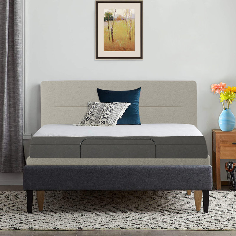 Cadre de lit réglable de 5 po avec tête de lit, ports USB, télécommande sans fil et matelas Deckerville, Grand