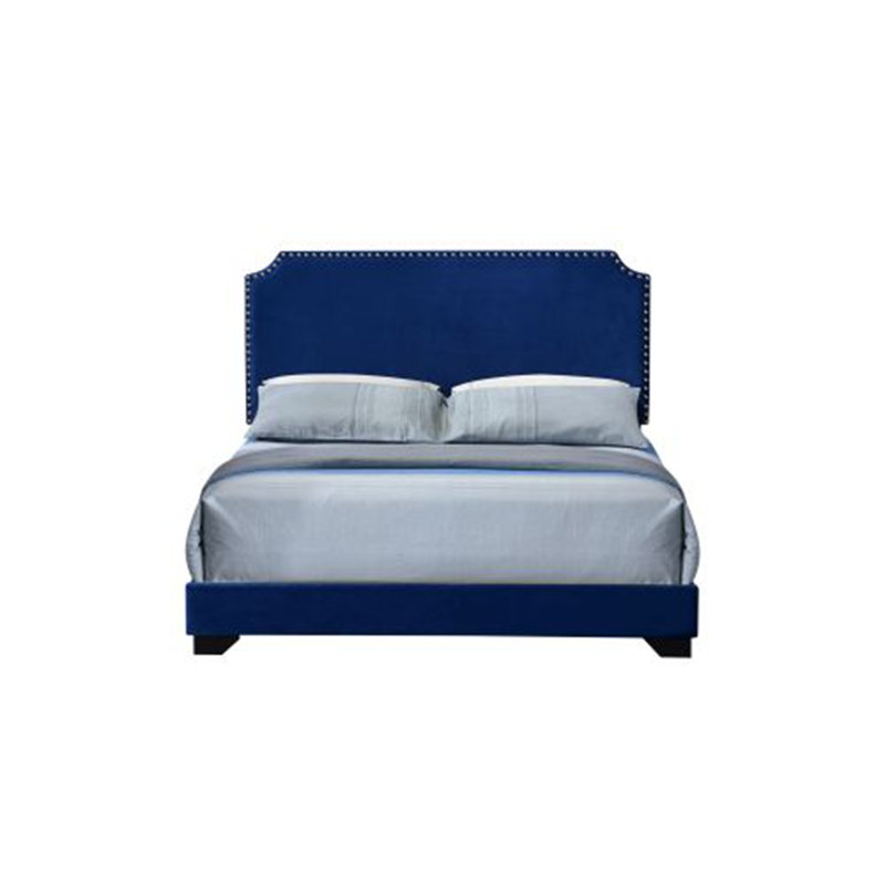Grand lit en velours bleu Haemon - Luxueux et somptueux sommeil