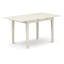 Ensemble de table de salle à manger 5 pièces moderne comprenant une table rectangulaire en bois avec feuille papillon et 4 chaises rembourrées en similicuir blanc, lin blanc-488442532-488338517-488442534