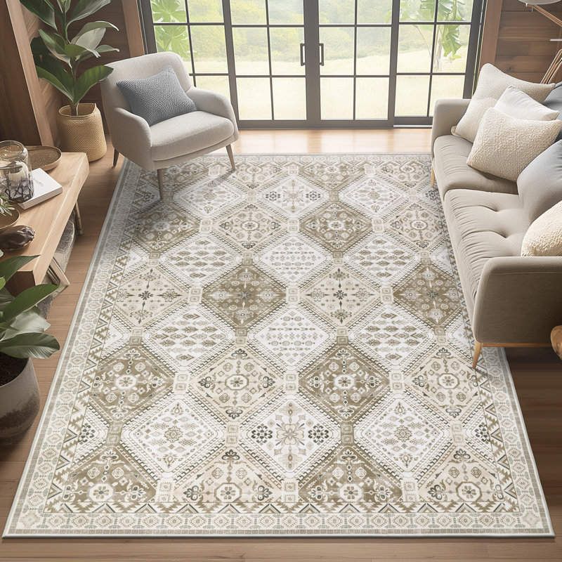 Tapis en chenille léger et lavable Boho, Rectangle 5 pi 10,9 po x 8 pi 10,3 po