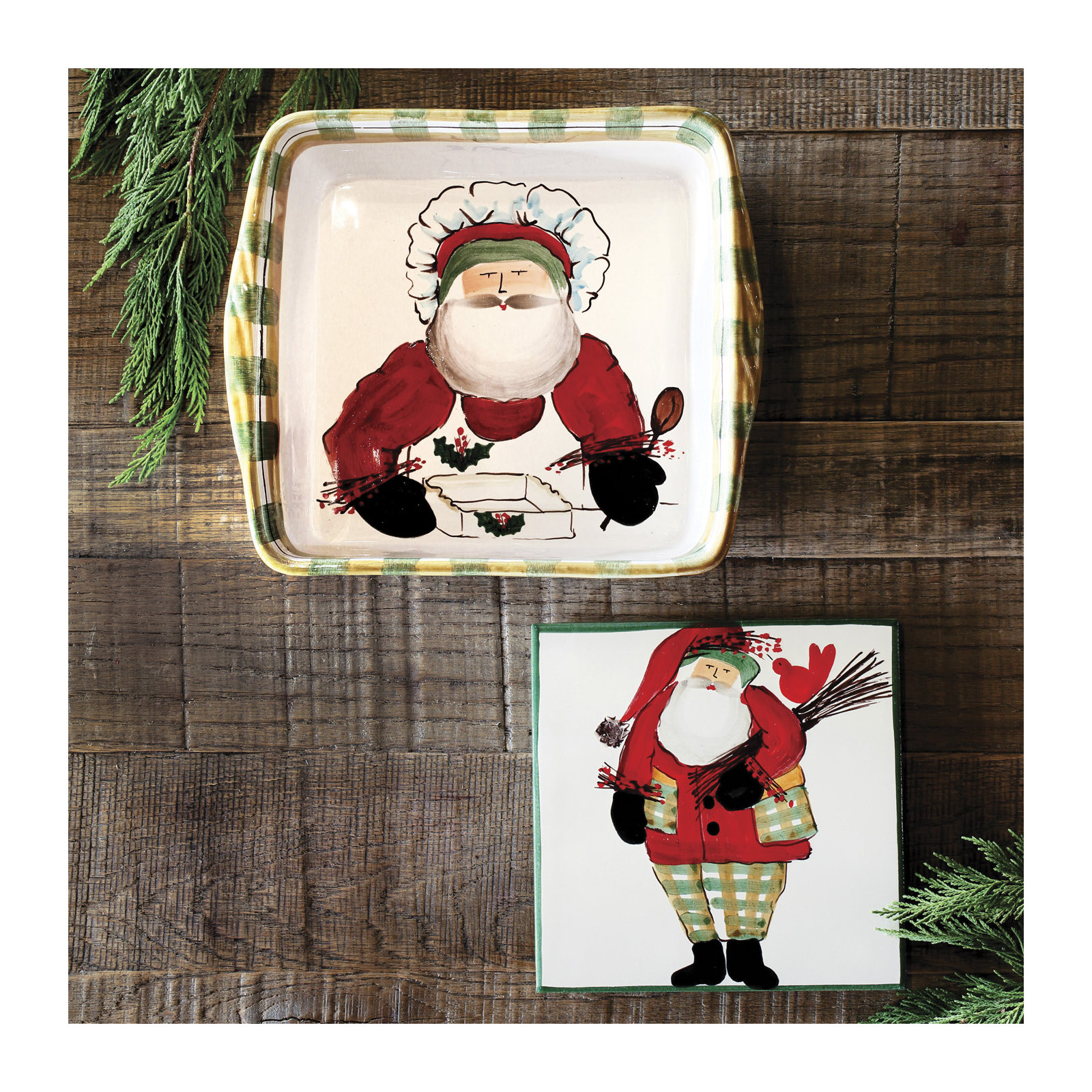 Old St. Nick Square Earthenware Baker