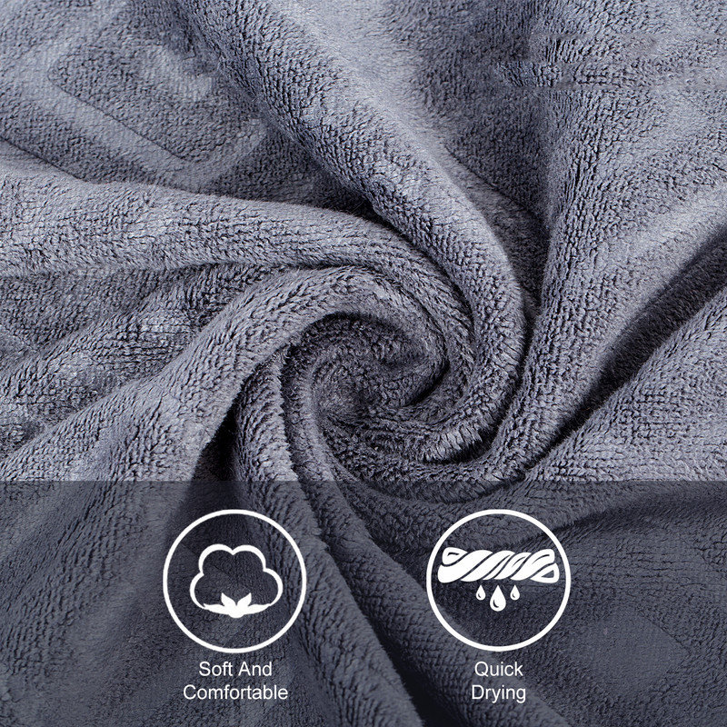 Ensemble de serviettes en microfibre pour salle de bain, 4 pièces, 30 po x 60 po, Diamant gris estampé