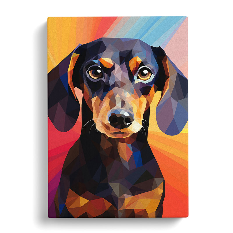 Dachshund Geometric - Wrapped Canvas, 60cm H x 40cm W x 3cm D
