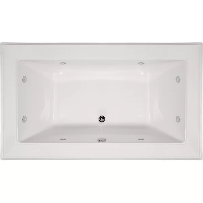 Angel 72'' x 42'' Drop-In Whirlpool Acrylic Bathtub, White, Polished Chrome