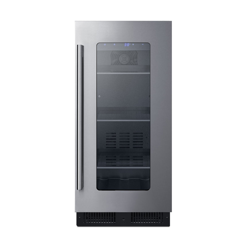 Summit Appliance 14.75'' W Convertible 30 Cans (12 oz.) 2.3 Cubic Feet Beverage Cooler with Reversible Glass Door, Black