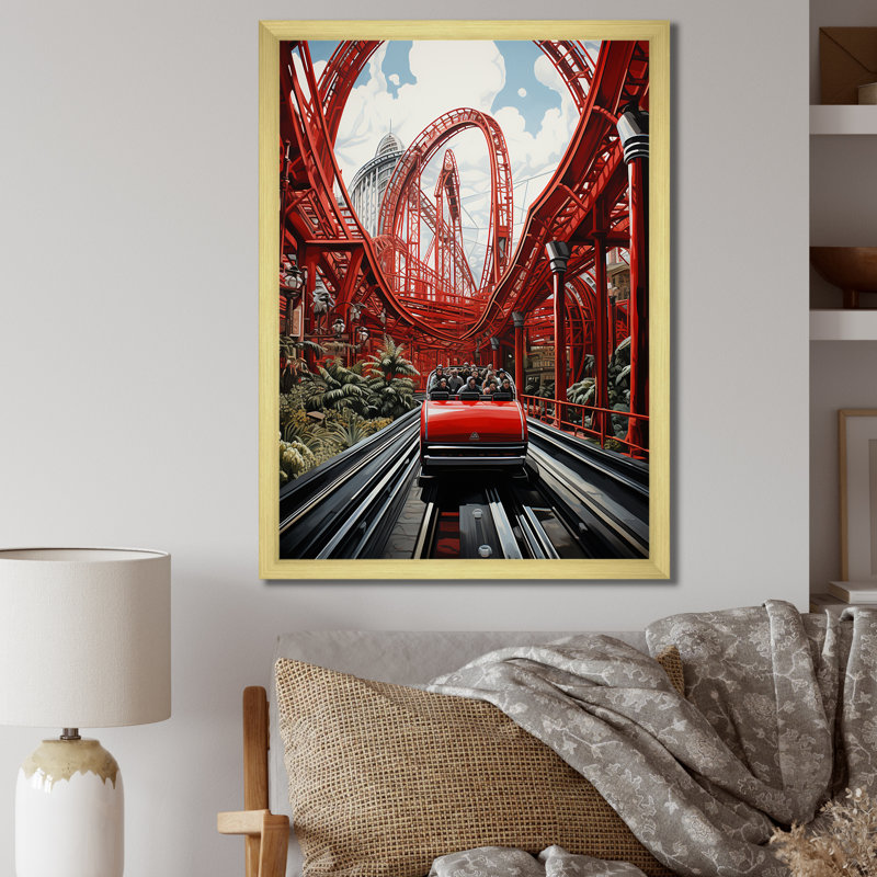 «Rollercoaster Thrill Seekers Delight I», reproduction d'art sur toile, Encadrement doré, H 20 po x l 12 po x P 1 po