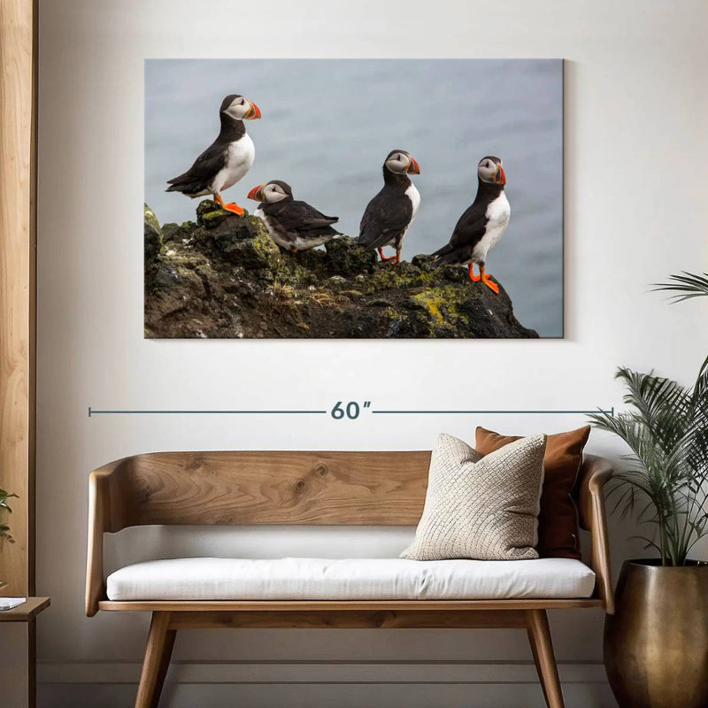 Brampt Puffins On A Rock, 32" H x 48" W