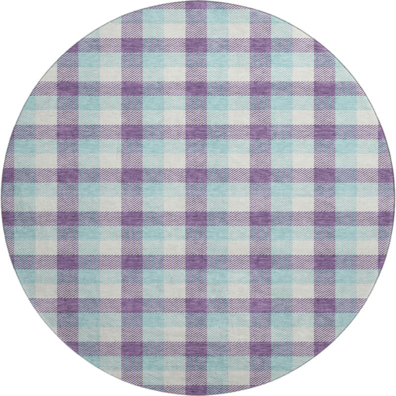 Premium Machine Washable Crumley AMF1053 Plaid Rug, Round 8'