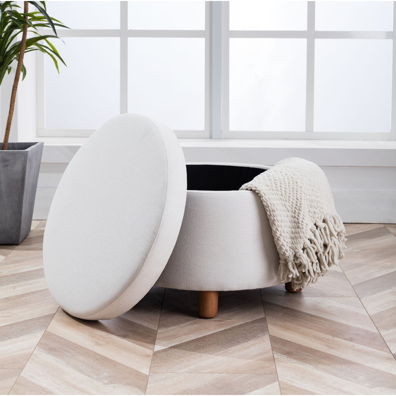 Upholstered Ottoman, White